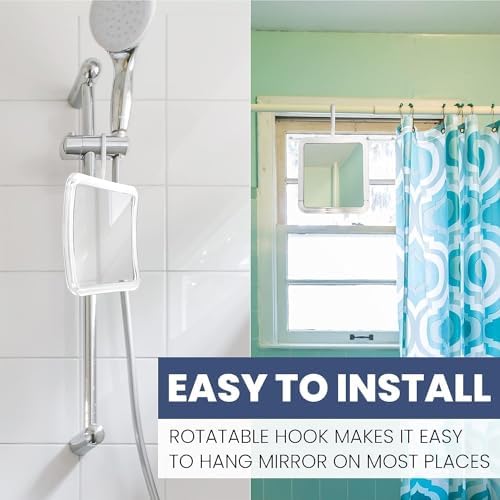 Mirrorvana Hangable Fogless Shower Mirror with 360 Swivel Hook