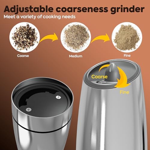 Electric Salt and Pepper Grinder Set with LED Light and Battery