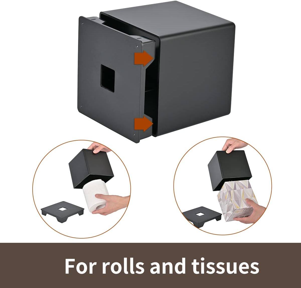 Y-in Hand Tissue Box Cover - Black Square Holder