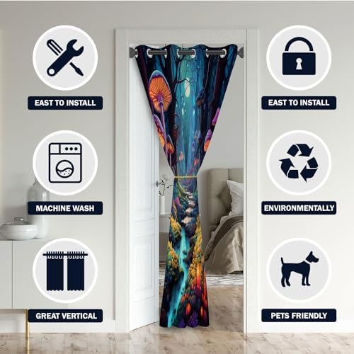 Fairy World Mushroom Print Door Curtain