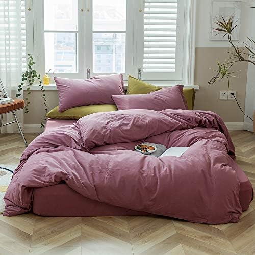 AMWAN Solid Purple Duvet Cover Queen Size