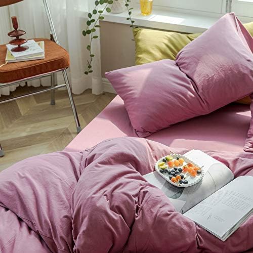 AMWAN Solid Purple Duvet Cover Queen Size