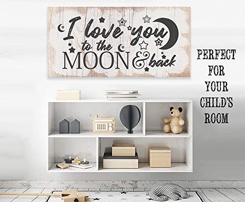 I Love You To The Moon And Back Stretched Canvas Wall Art