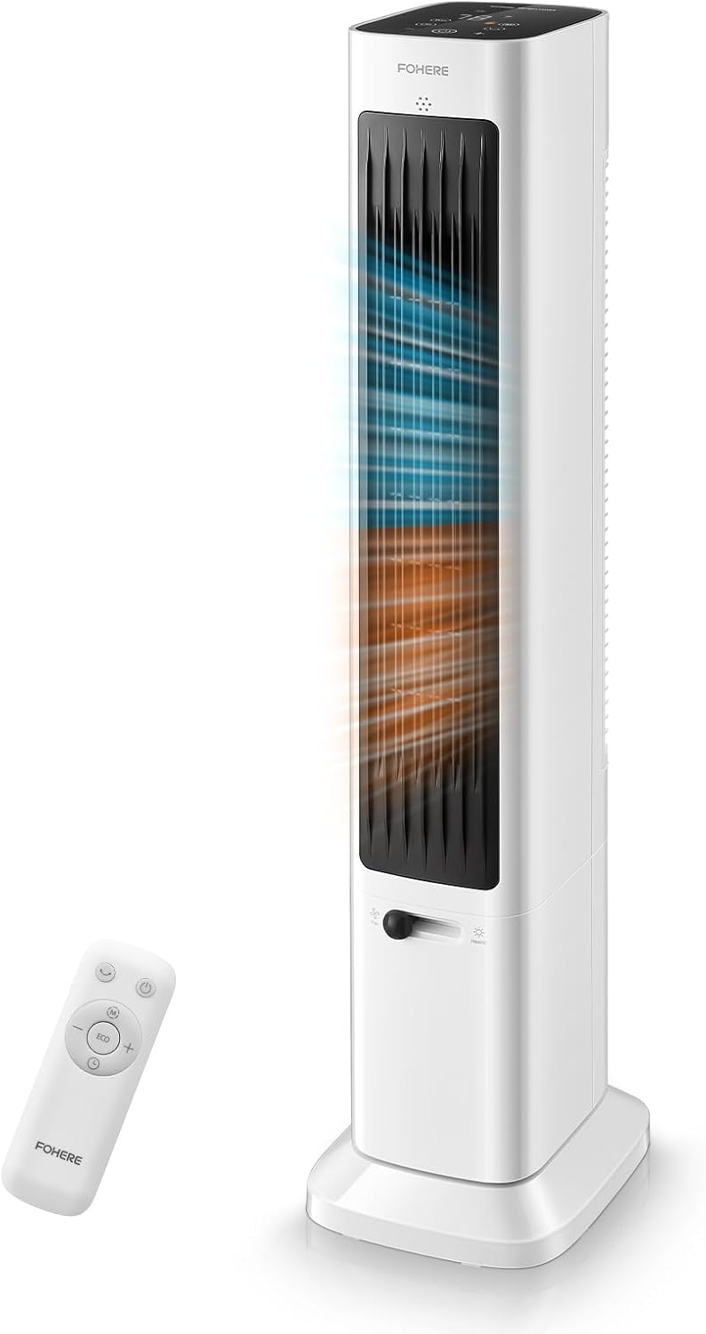 FOHERE Oscillating Tower Fan and Heater Combo - 379 Inch