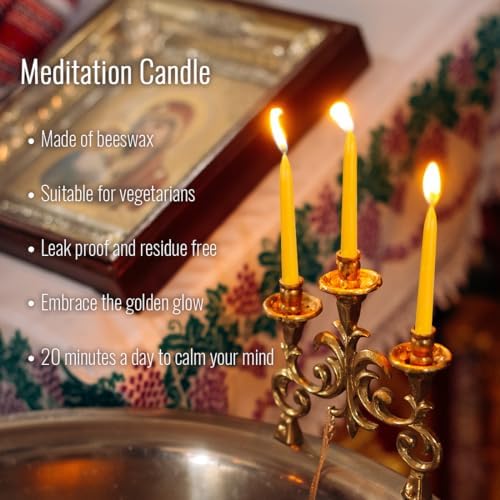 20 Pure Beeswax Candles with Brass Holders