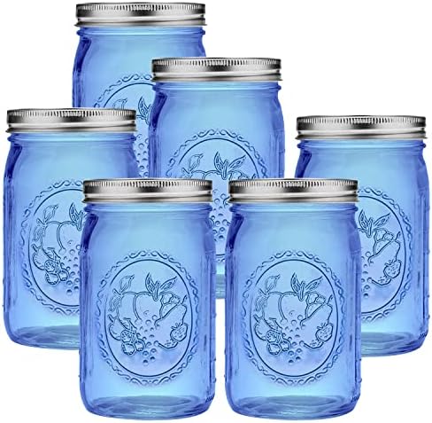 eleganttime Blue 32 Ounce Mason Jars 6 Pack