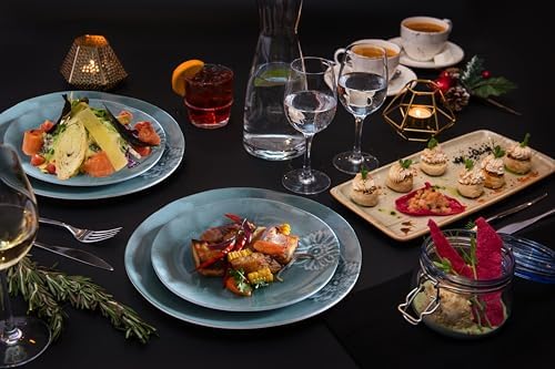 Artworld Lotus Turquoise Fade 12PCS Melamine Dinnerware Set