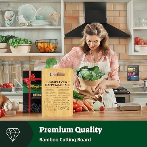 Happy Marriage Bamboo Cutting Board with Cookbook Stand