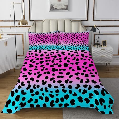 Feelyou Leopard Coverlet Set for Kids Boy Girl Queen Size