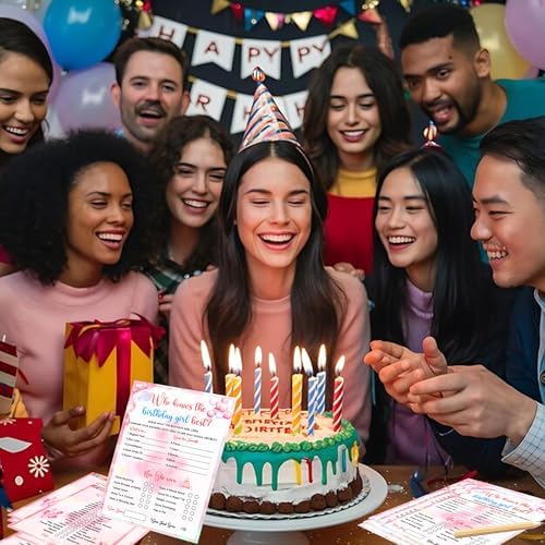 Who Knows The Birthday Girl Best Game Set 50 Cards 5 Pencils