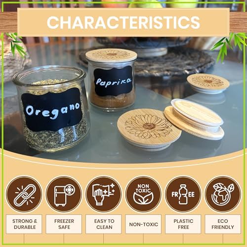 24 Reusable Bamboo Yogurt Jar Lids with Airtight Seal