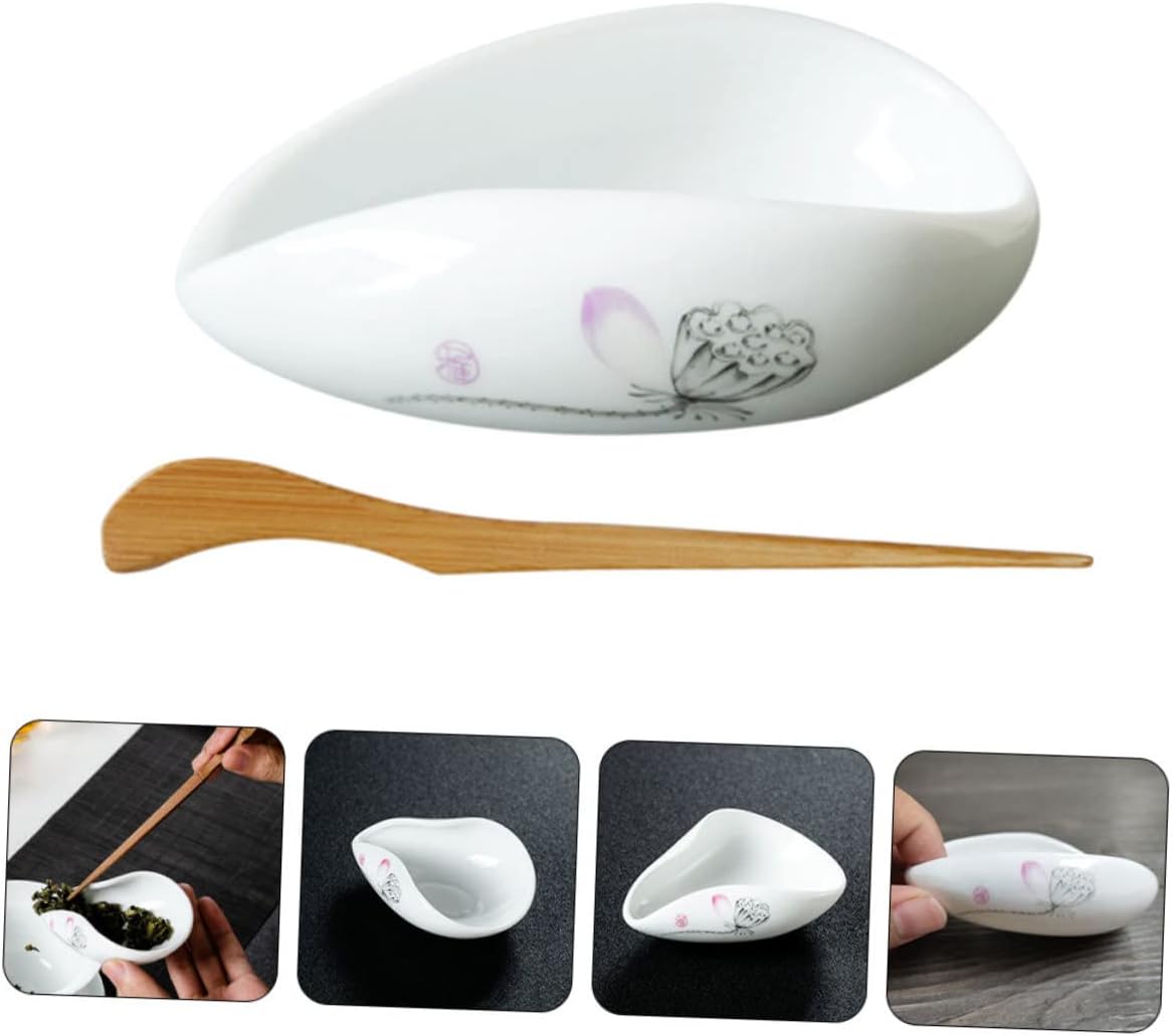 LIFKOME Tea Spoon Ceramic Leaf Dispenser Scoop Set