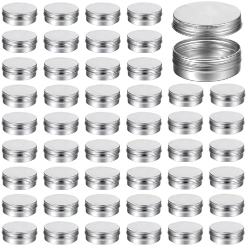 WLLHYF 48 Pcs Aluminum Round Cans 2 Oz Food Containers with Lids