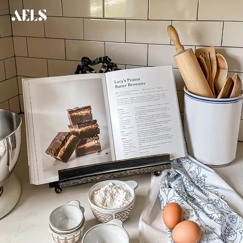 AELS Vintage Ornated Cookbook Stand Black