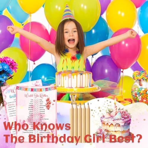 Who Knows The Birthday Girl Best Game Set 50 Cards 5 Pencils