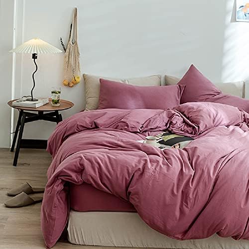 AMWAN Solid Purple Duvet Cover Queen Size