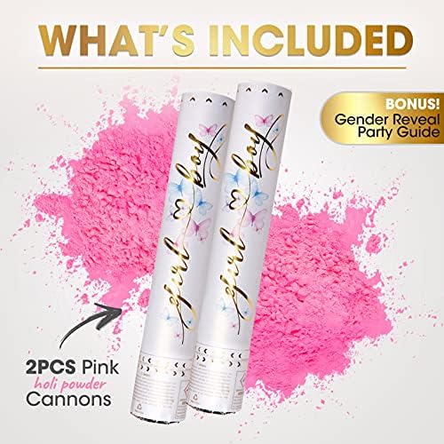 PrimePure Pink Gender Reveal Confetti Cannon 2 Pack