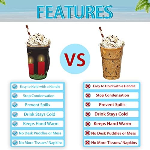 Merry Christmas Reusable Iced Coffee Cup Sleeve With Handle