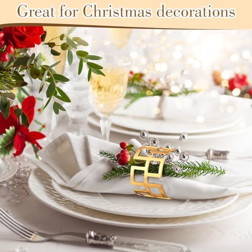 Sliner 50 Pcs Gold Napkin Rings for Parties and Events
