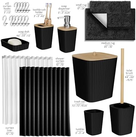 Clara Clark 22PC Black Bathroom Accessory Set