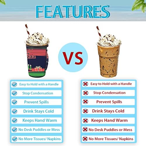 Reusable Iced Coffee Cup Sleeve with Handle for Hot and Cold Drinks