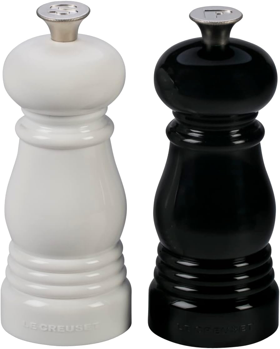 Le Creuset Petite Salt and Pepper Mill Set Black and White