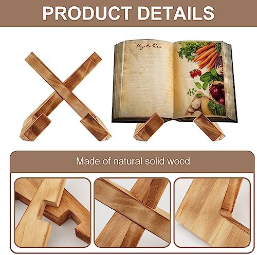 Wooden Cookbook Stand with Adjustable Angle