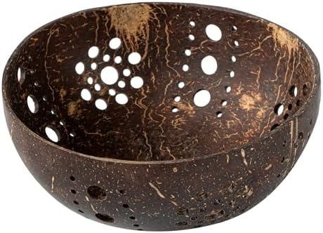 Restaurantware Coco Casa Coconut Shell Candle Holder Sun Pattern Handcrafted