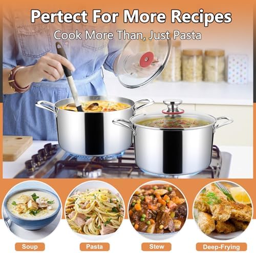 8 Qt Stainless Steel Stock Pot with Glass Lid