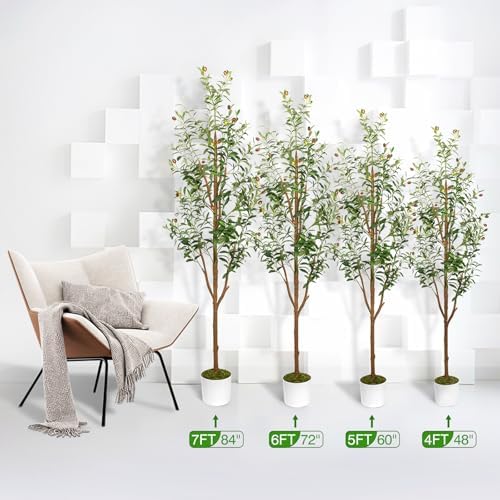 6FT Artificial Olive Tree with Planter and Basket