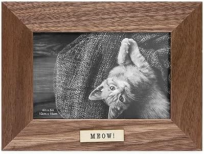 Isaac Jacobs 4x6 Wood Sentiments Cat Meow Picture Frame