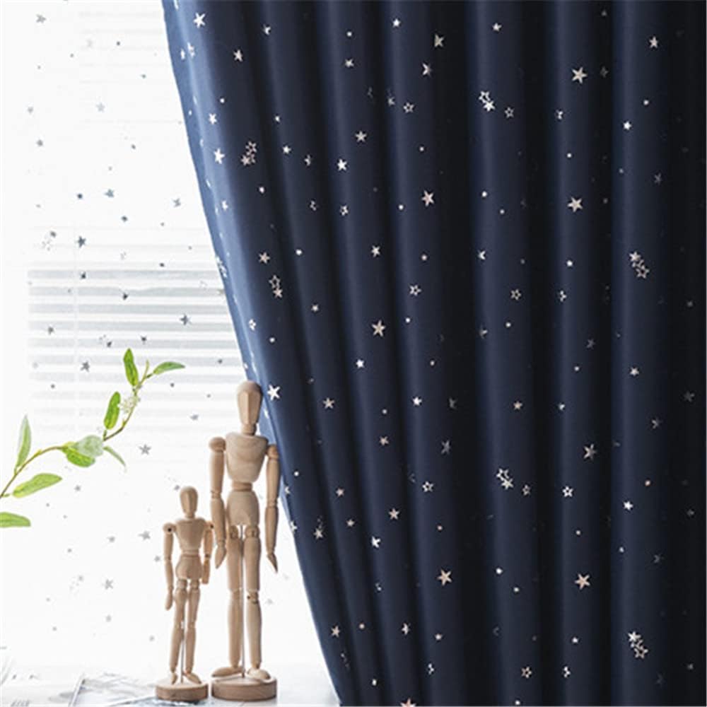 WPKIRA Grommet Top Door Curtain Navy Stars Printed