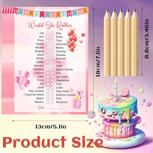 Who Knows The Birthday Girl Best Game Set 50 Cards 5 Pencils