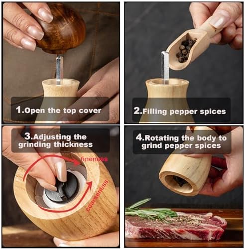 Wooden Salt and Pepper Grinder Set 2 Pack
