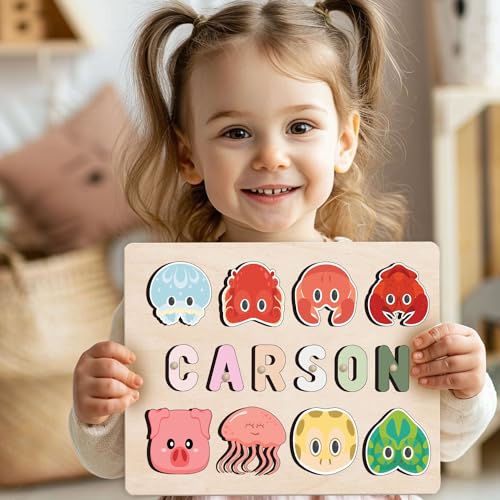 Personalized Wooden Name Puzzle for Toddlers 1-3 1