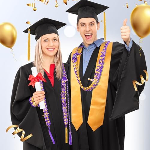 18 Pcs Graduation Leis Stole Honor Cords Purple Gold