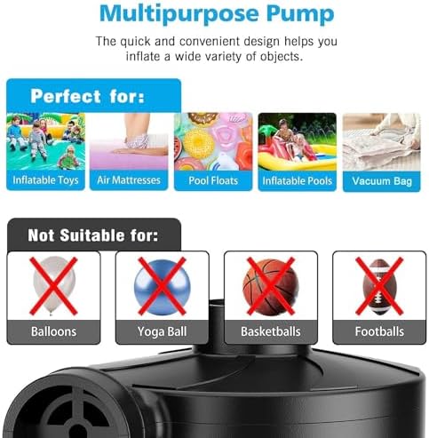Electric Air Pump with 3 Nozzles for Inflatable Mattresses and More