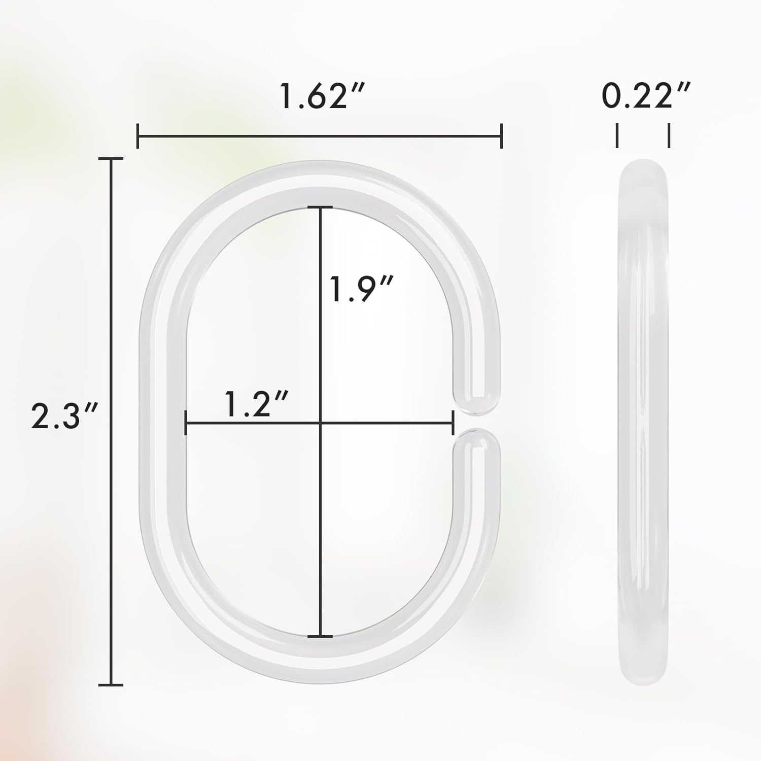 Amazer Plastic Shower Curtain Rings 24 Pcs Clear Hooks for Bathroom