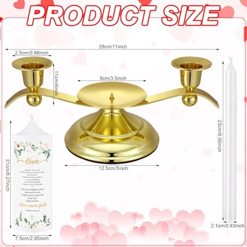 Landhoow 3 Unity Floral Candles Wedding Set with Gold Holder