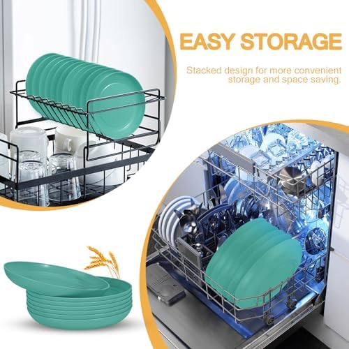 OAMCEG 12pcs Wheat Straw Plates Reusable 9 Inch
