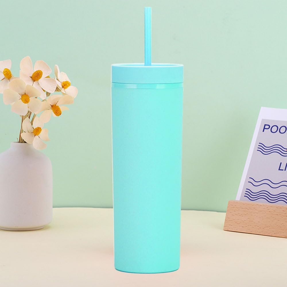 Essasea Matte Skinny Tumblers with Lids and Straws 16oz
