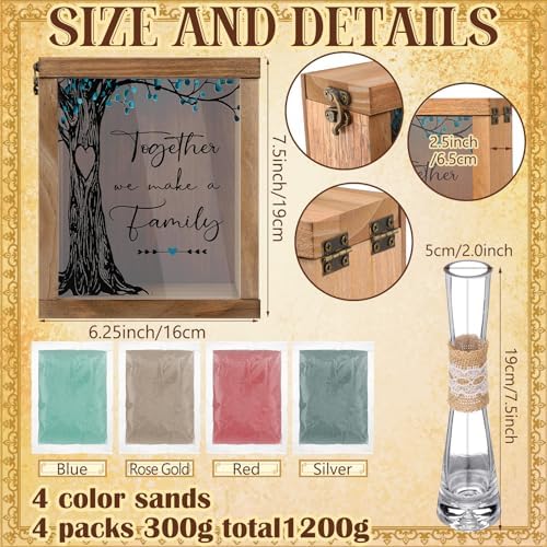 Wedding Unity Sand Ceremony Kit with Wood Box and 4 Vases