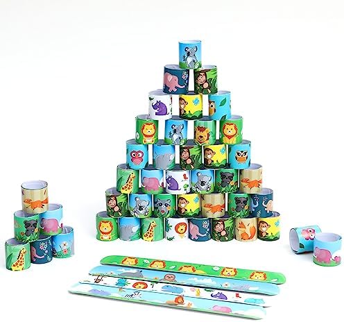 48 PCS Jungle Safari Slap Bracelets Wristbands