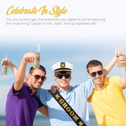 Bachelor Party Captains Hat Glasses Sash Set