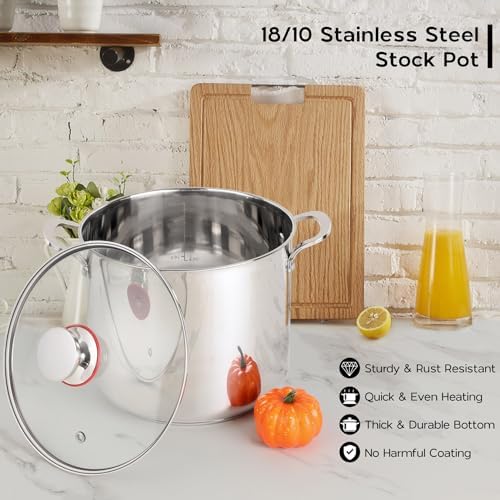 12 Quart Stock Pot with Lid 1810 Stainless Steel