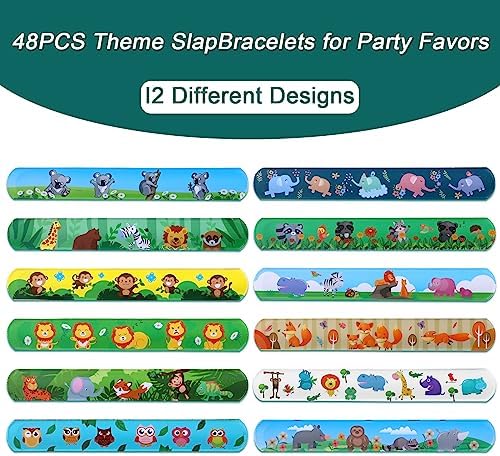 48 PCS Jungle Safari Slap Bracelets Wristbands