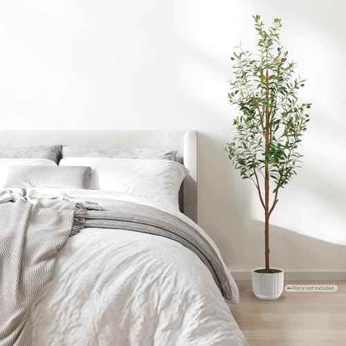 6FT Artificial Olive Tree with Planter and Basket