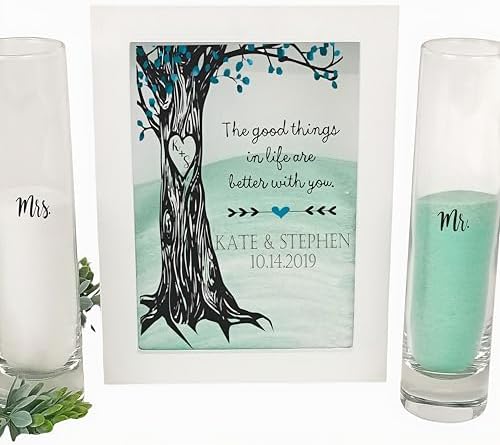 Personalized Wedding Sand Ceremony Set with Lid and Sand