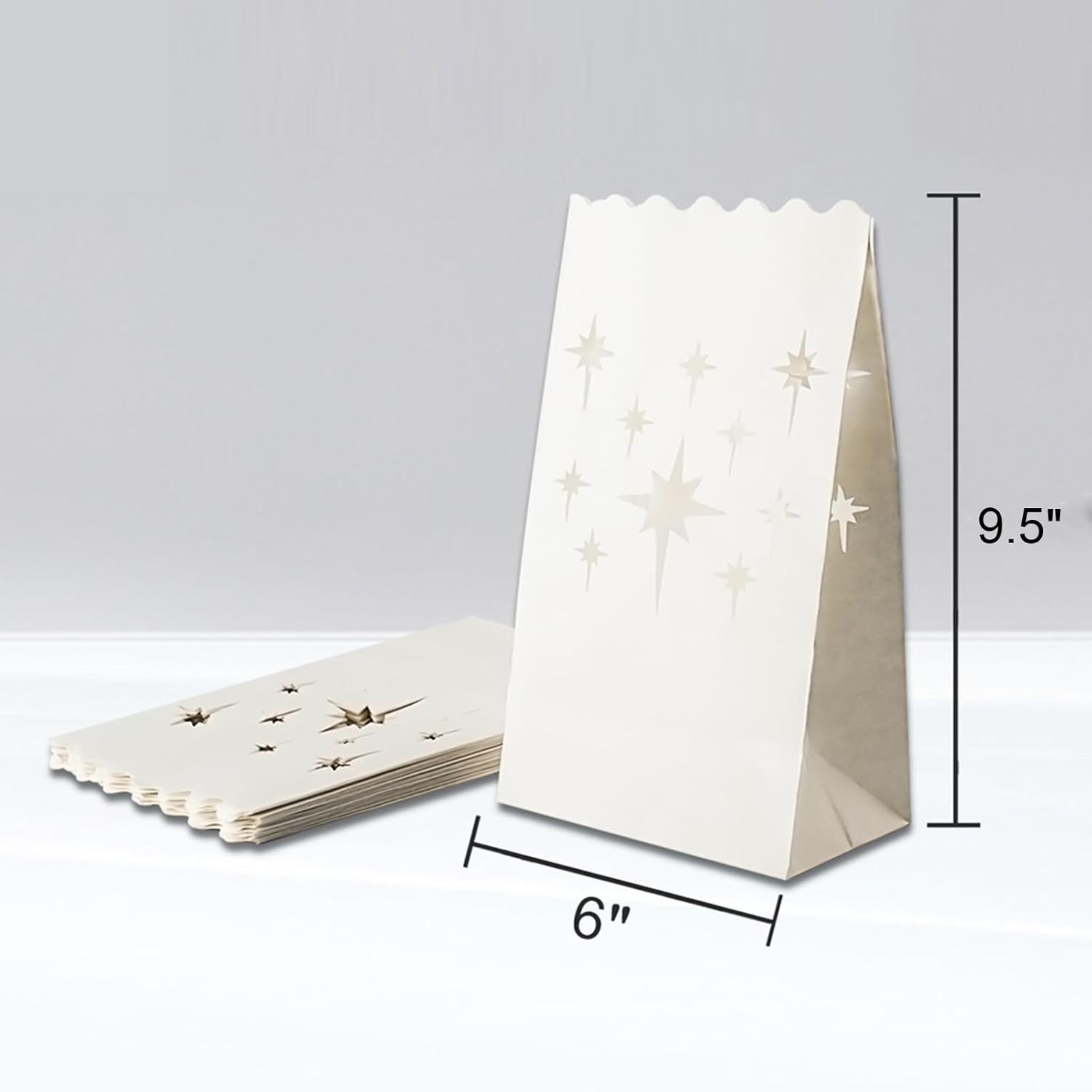 Homemory White Luminary Bags with Stars Design 24