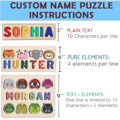Personalized Wooden Name Puzzle for Toddlers 1-3